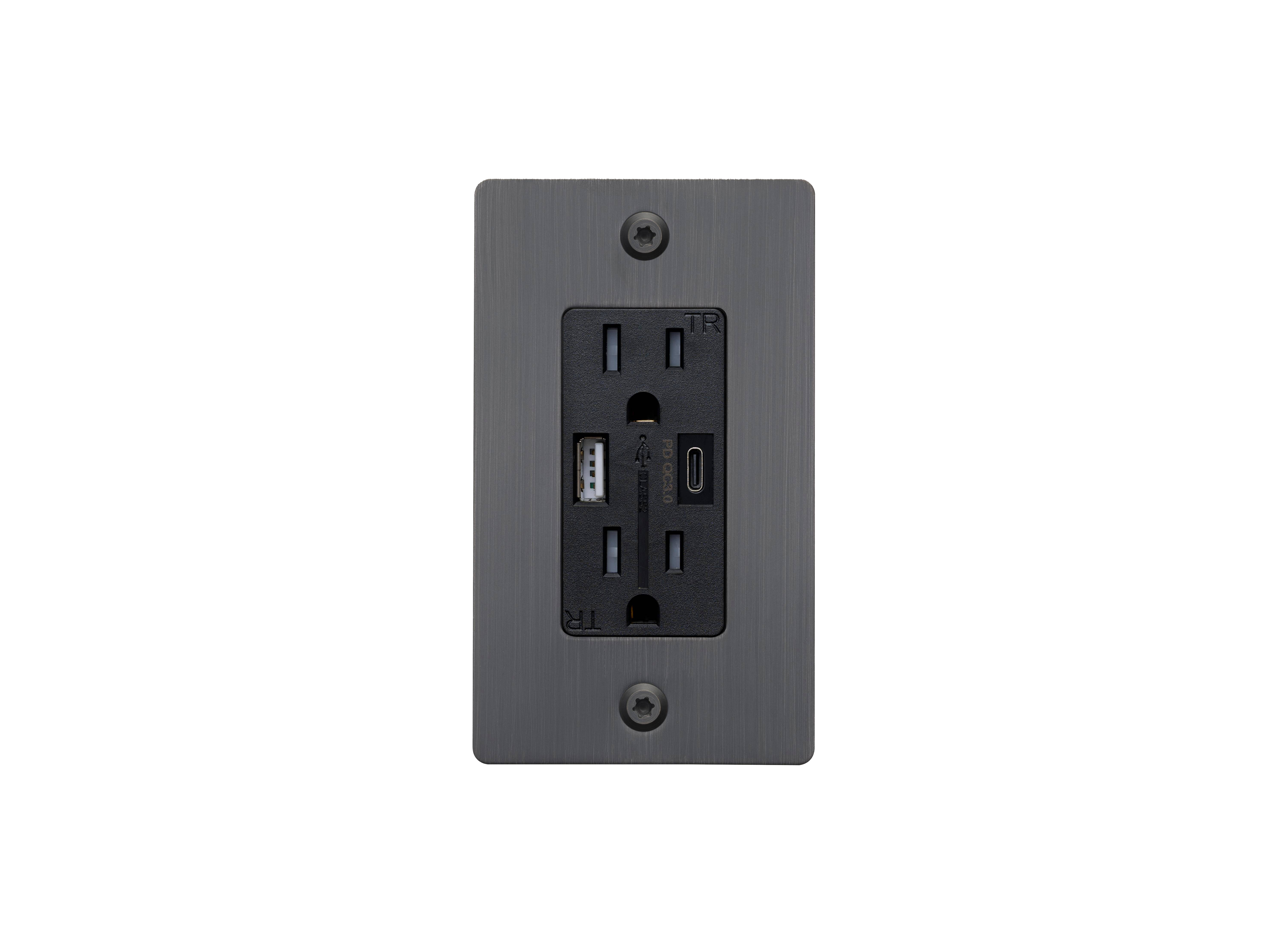 1G Duplex 125 Smoked Bronze Outlet, USB A + C