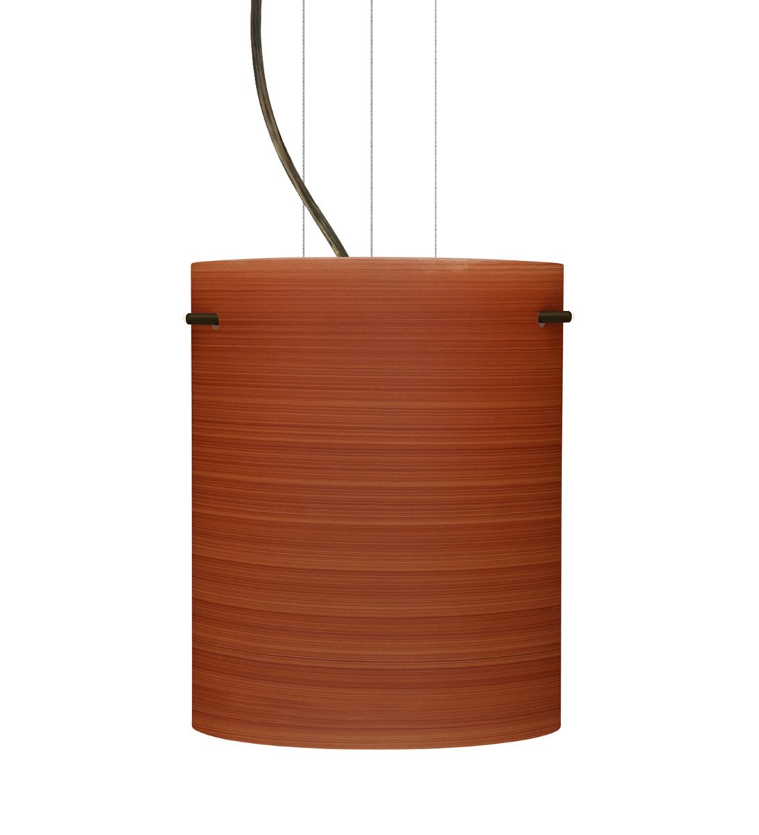 Tamburo LED Bronze Pendant Ceiling Light in Cherry Glass
