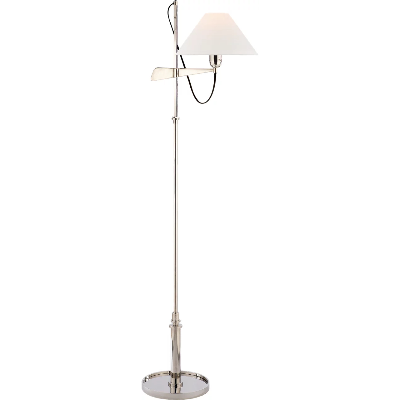 J. Randall Powers Hargett 50 inch 60 watt Polished Nickel Bridge Arm Floor Lamp Portable Light in Linen