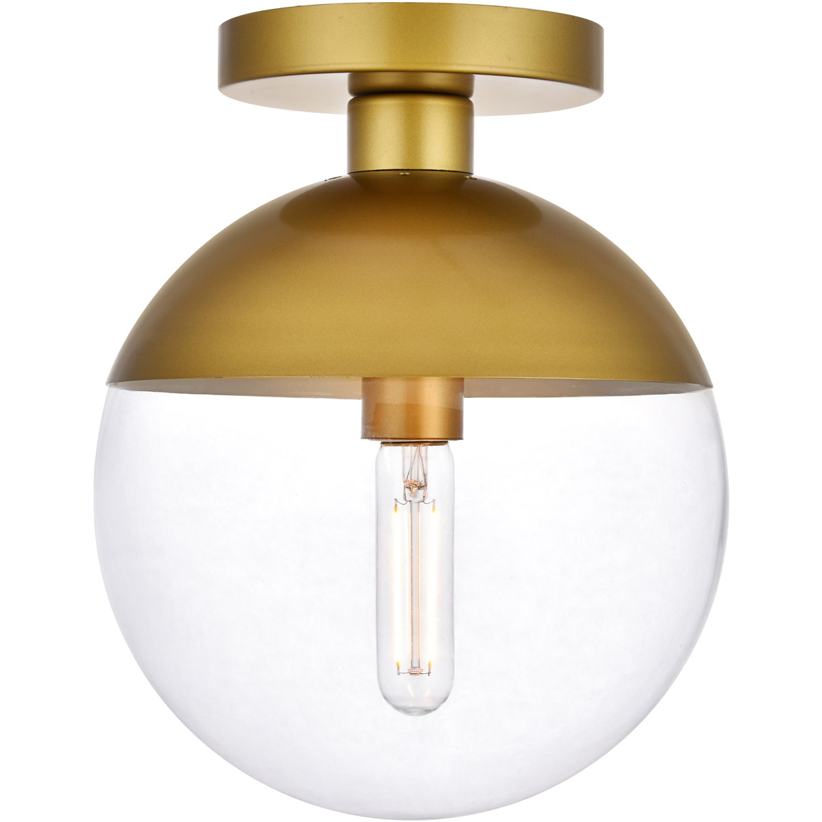 Eclipse 1 Light 10 inch Brass Flush Mount Ceiling Light