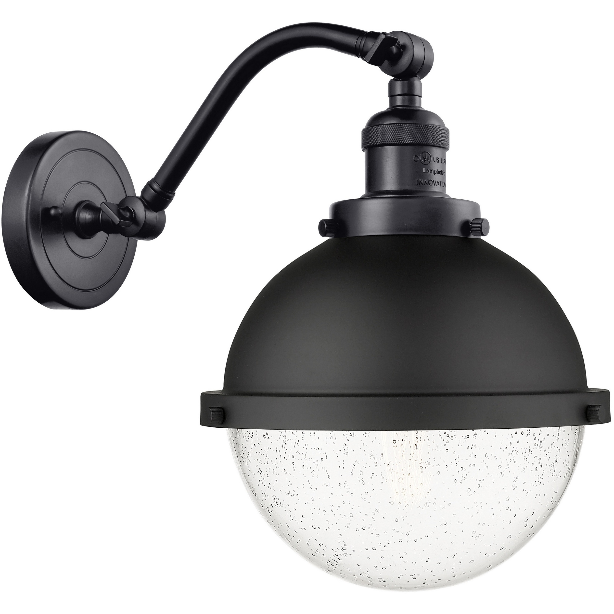 Franklin Restoration Hampden 1 Light 9 inch Matte Black Sconce Wall Light in Seedy Glass
