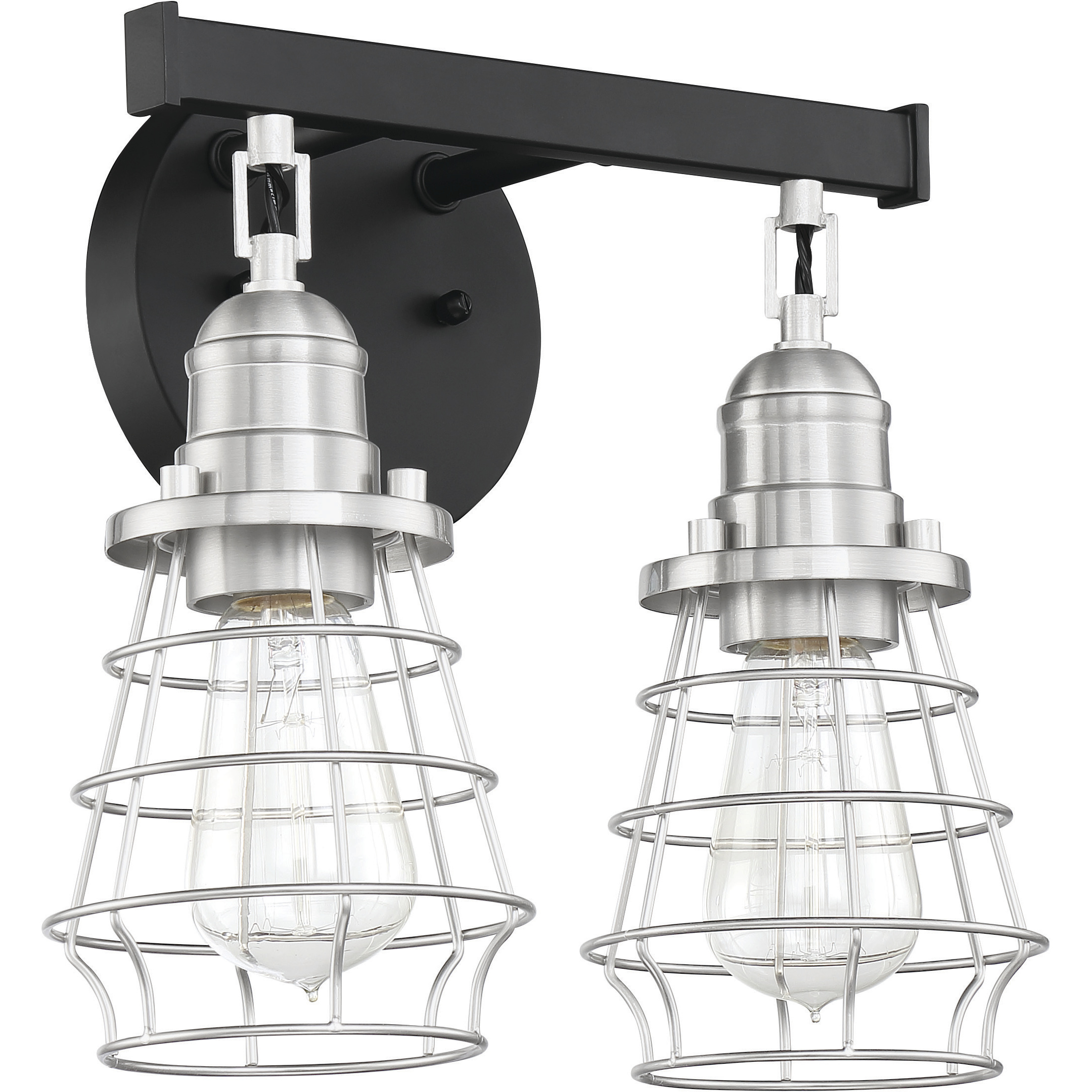 Neighborhood Thatcher 2 Light 12 inch Flat Black/Brushed Polished Nickel Vanity Light Wall Light, Neighborhood Collection