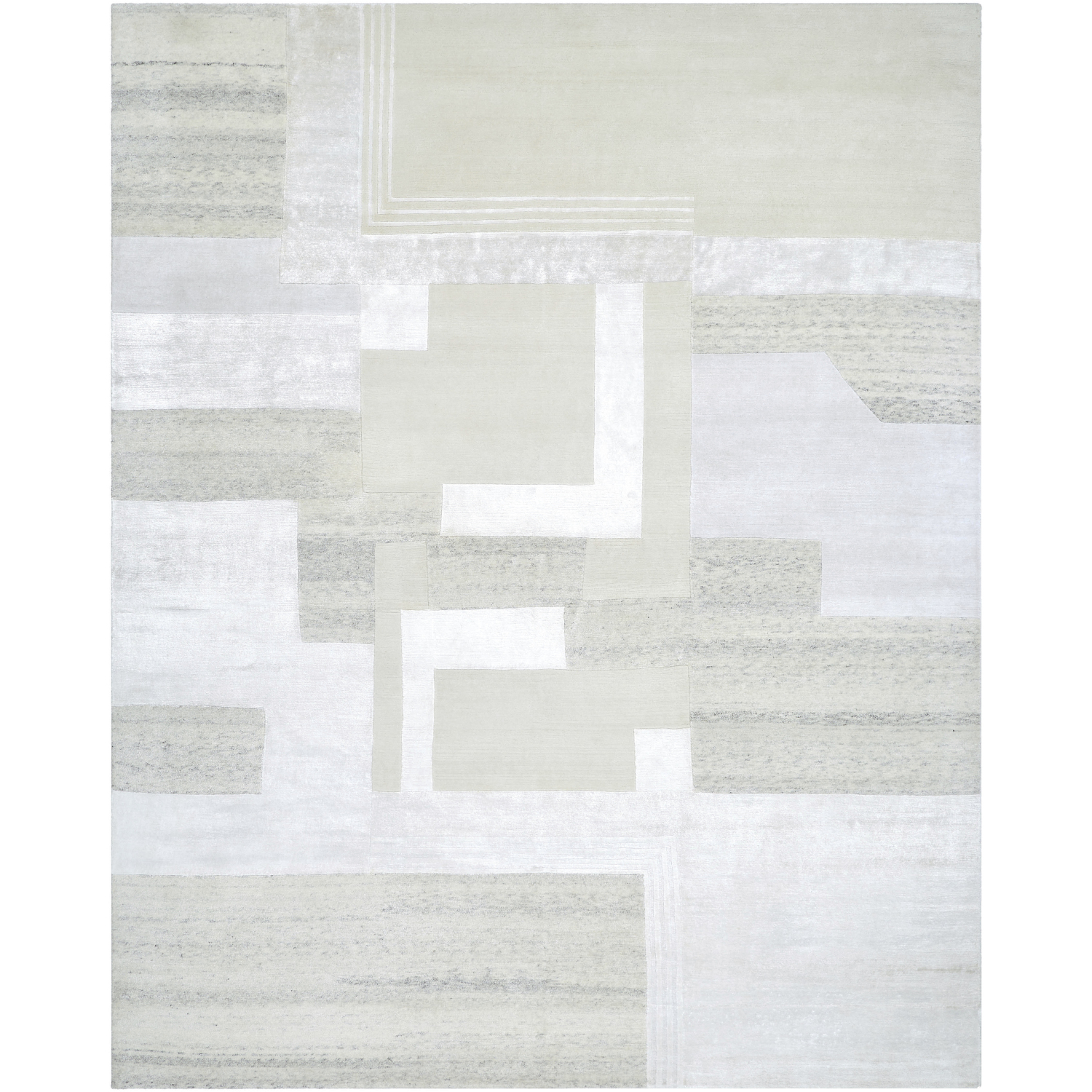 Jaylin 120 X 96 inch Off-White / Light Silver Handmade Rug in 8 x 10