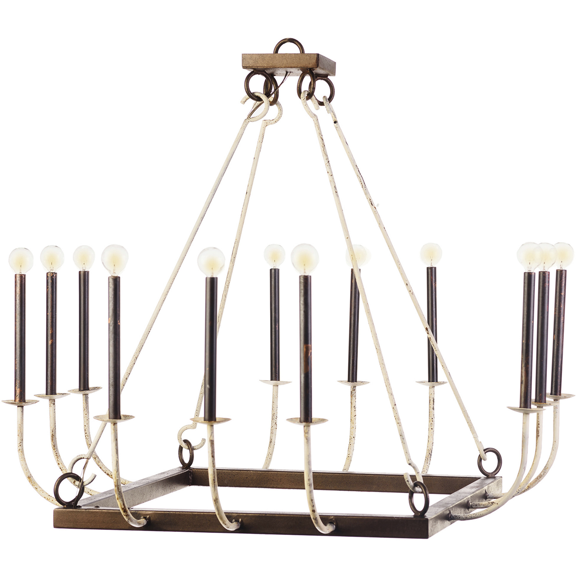 Hill Country 12 Light Antique White and Osprey Brown Chandelier Ceiling Light