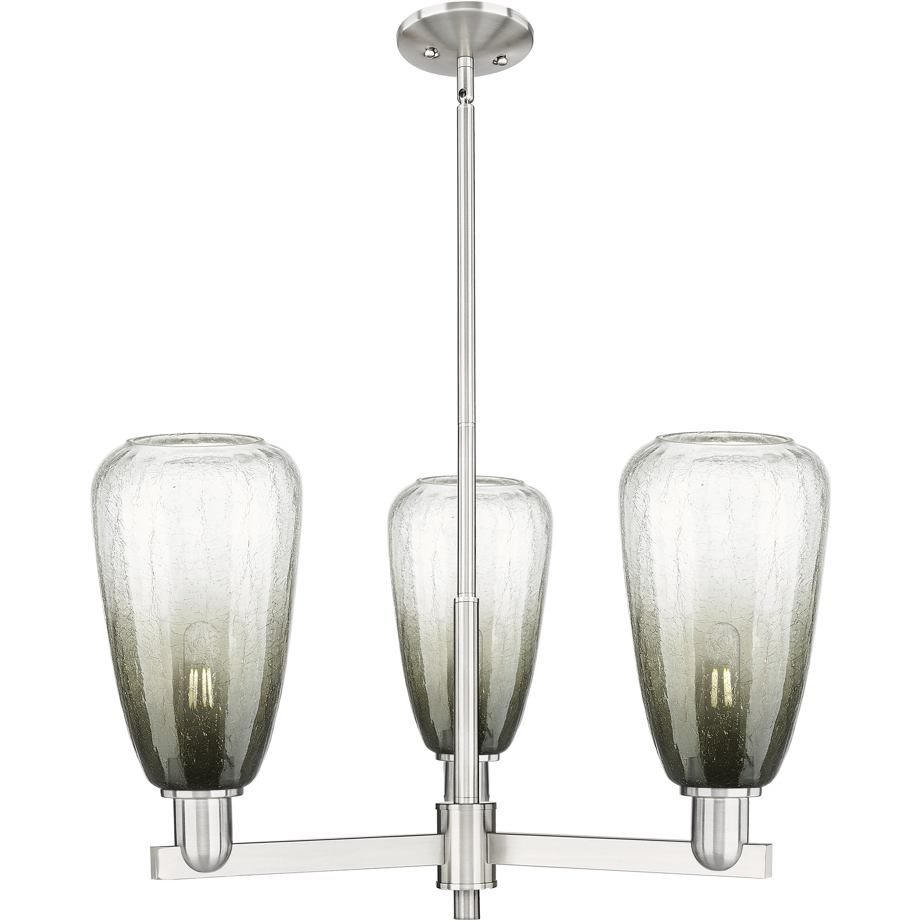 Brookhaven Almond 3 Light 17.63 inch Satin Nickel Chandelier Ceiling Light in Slate Glass