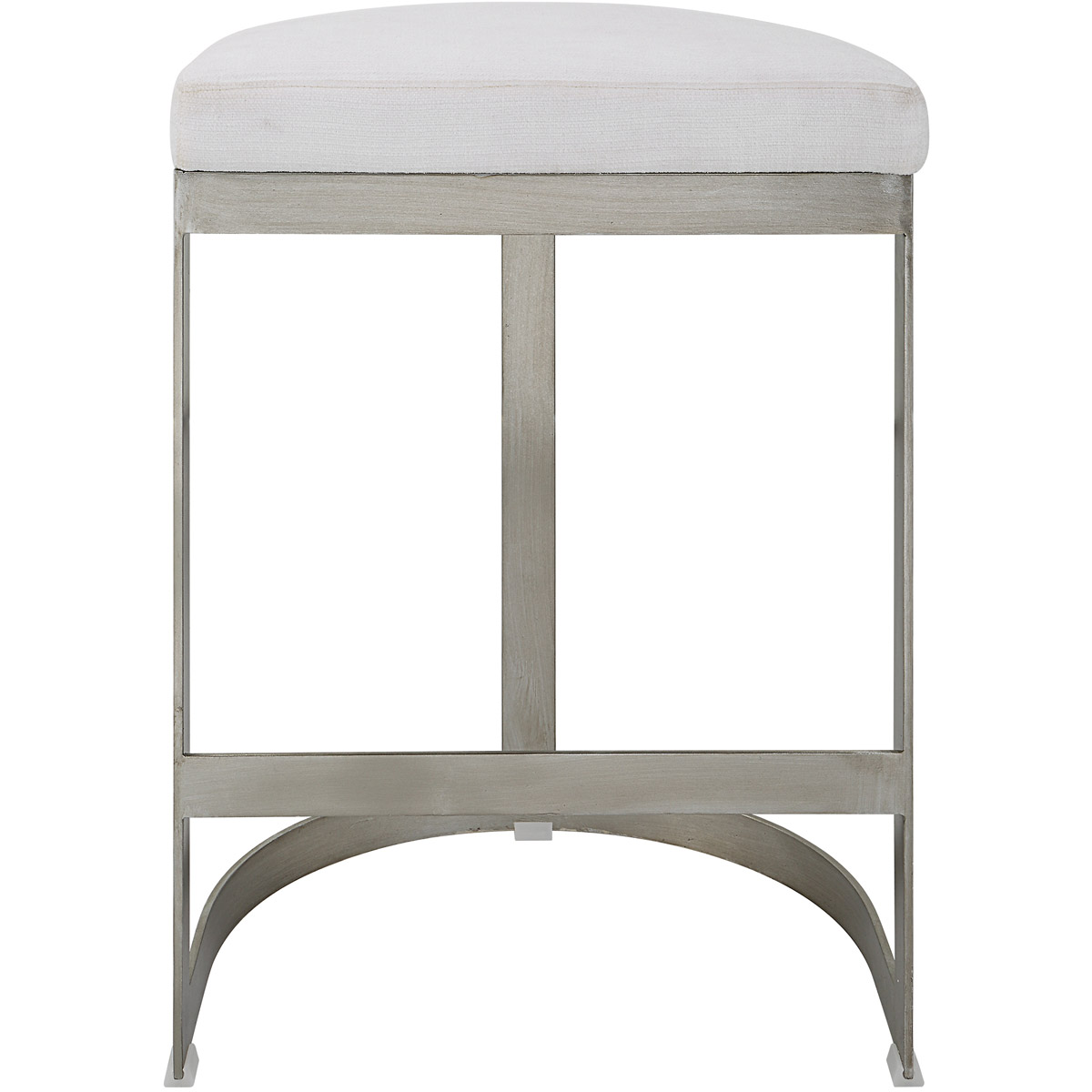 Ivanna 26 inch Brushed Silver and White Fabric Counter Stool