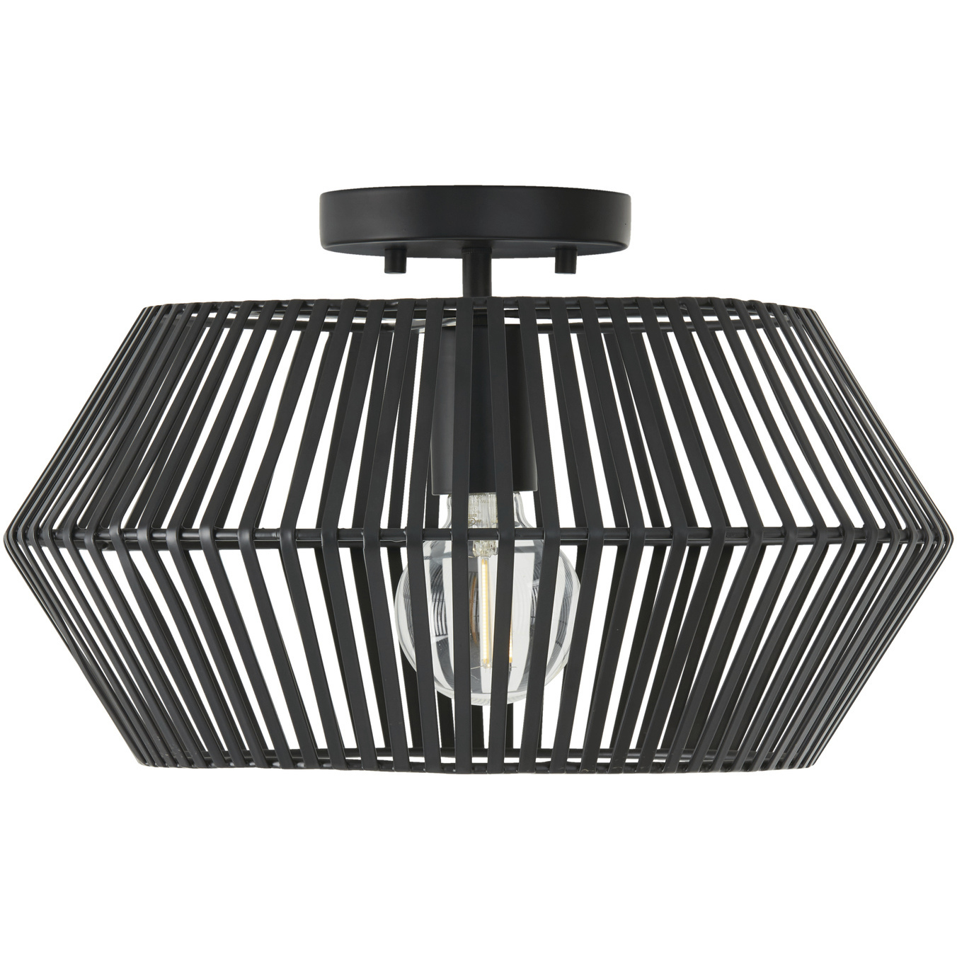 Kaiya 1 Light 15.5 inch Matte Black Semi-Flush Ceiling Light