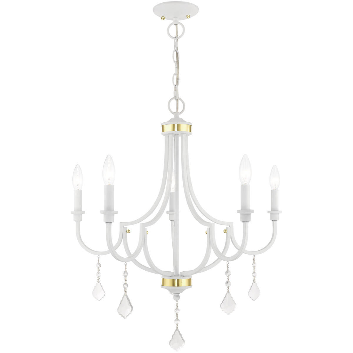 Glendale 5 Light 24.5 inch White Chandelier Ceiling Light