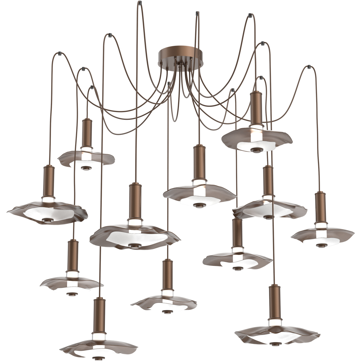 Cumulus LED 72 inch Burnished Bronze with White Metal Swag Multi-Pendant Chandelier Ceiling Light in 3000K LED