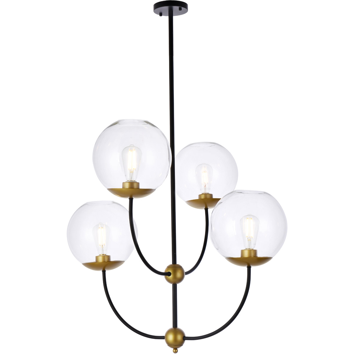 Lennon 4 Light 31.5 inch Black and Brass Pendant Ceiling Light