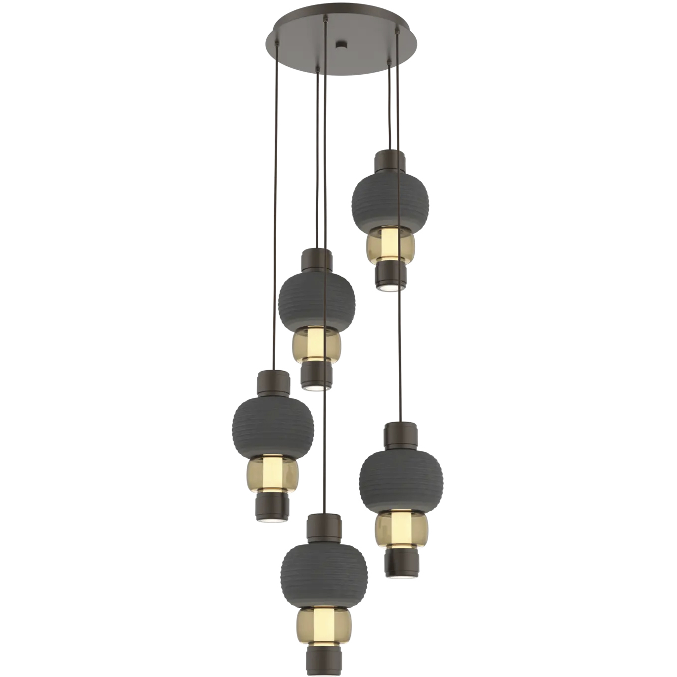 Torno Mandrel LED 20.5 inch Flat Bronze with Charcoal Multi-Pendant Ceiling Light