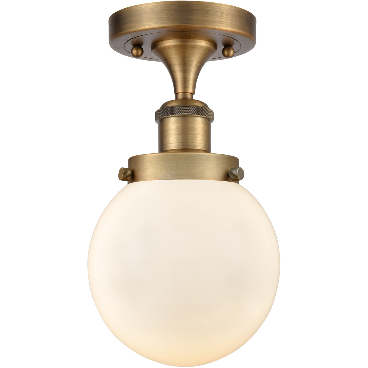 Ballston Beacon 1 Light 6 inch Brushed Brass Semi-Flush Mount Ceiling Light in Matte White Glass