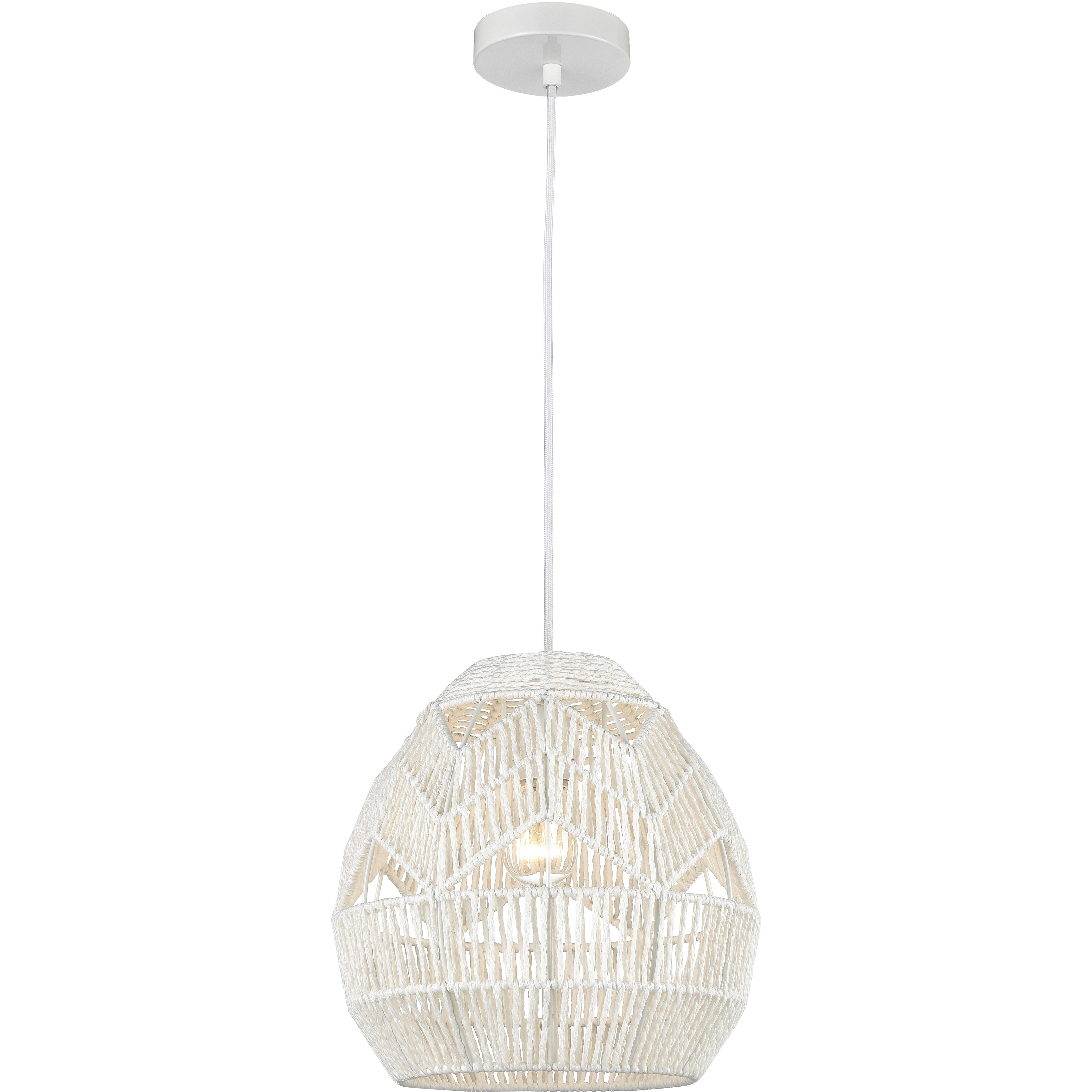 Boho 1 Light 12 inch White Pendant Ceiling Light