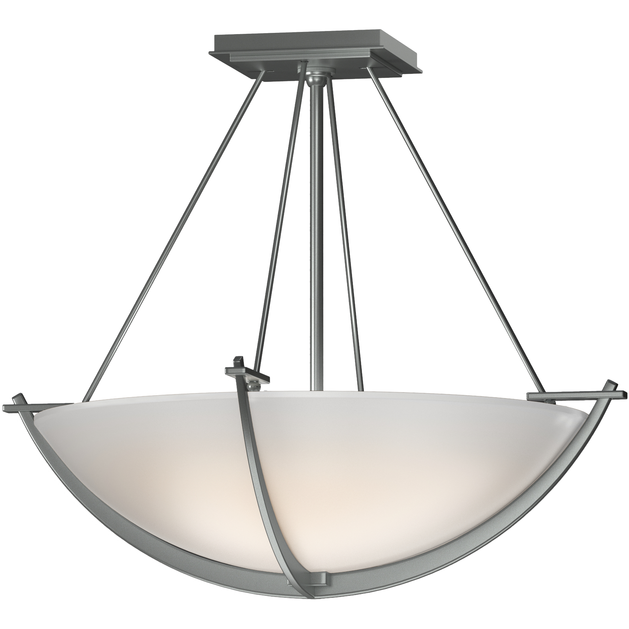 Compass 3 Light 18.1 inch Vintage Platinum Semi-Flush Ceiling Light in Opal, Small