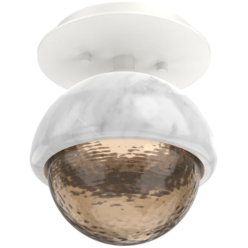 Cabochon Sconce & Flush Mount Wall Light in 3000K LED, Bronze, Salt White with White Marble