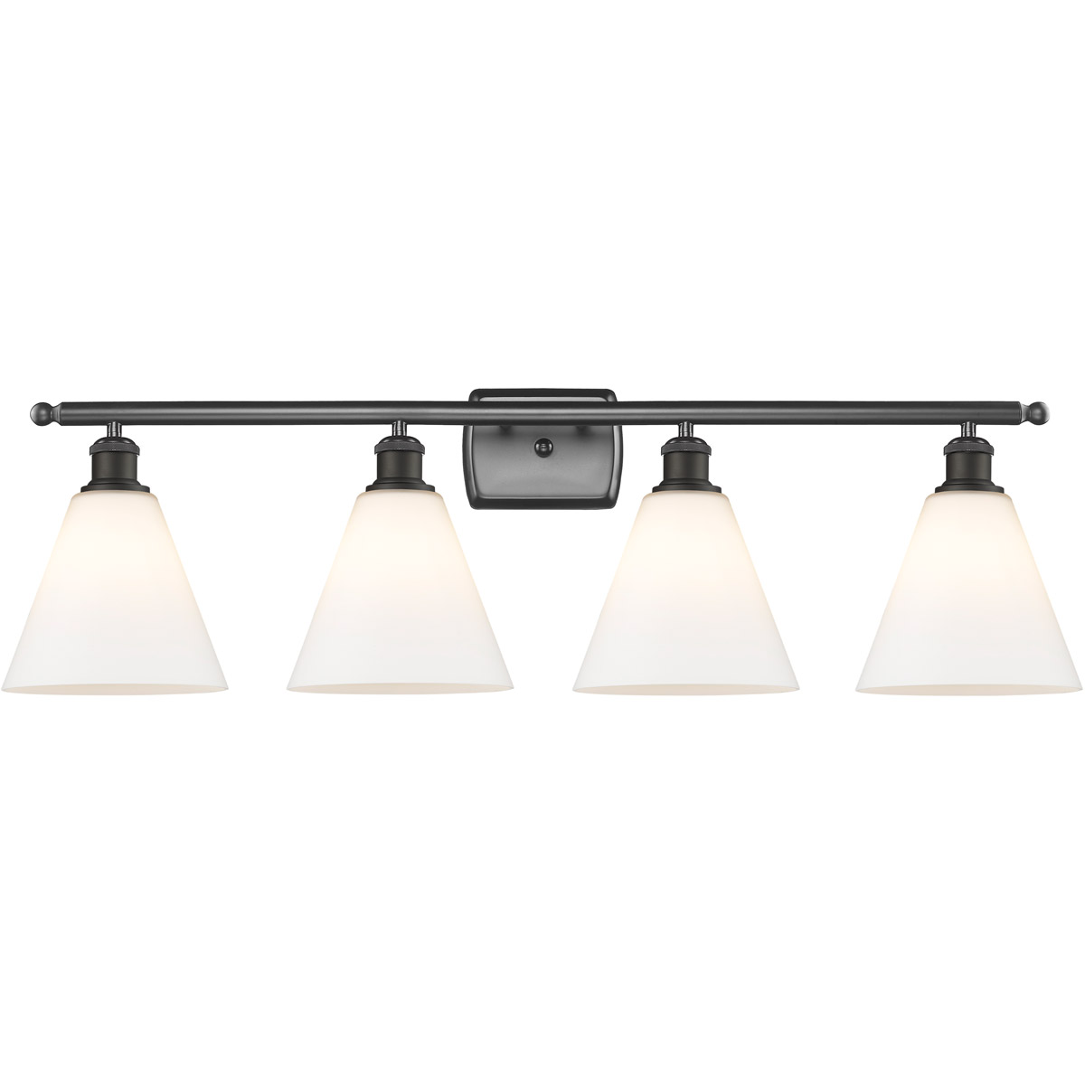 Ballston Ballston Cone 4 Light 38 inch Oil Rubbed Bronze Bath Vanity Light Wall Light in Matte White Glass