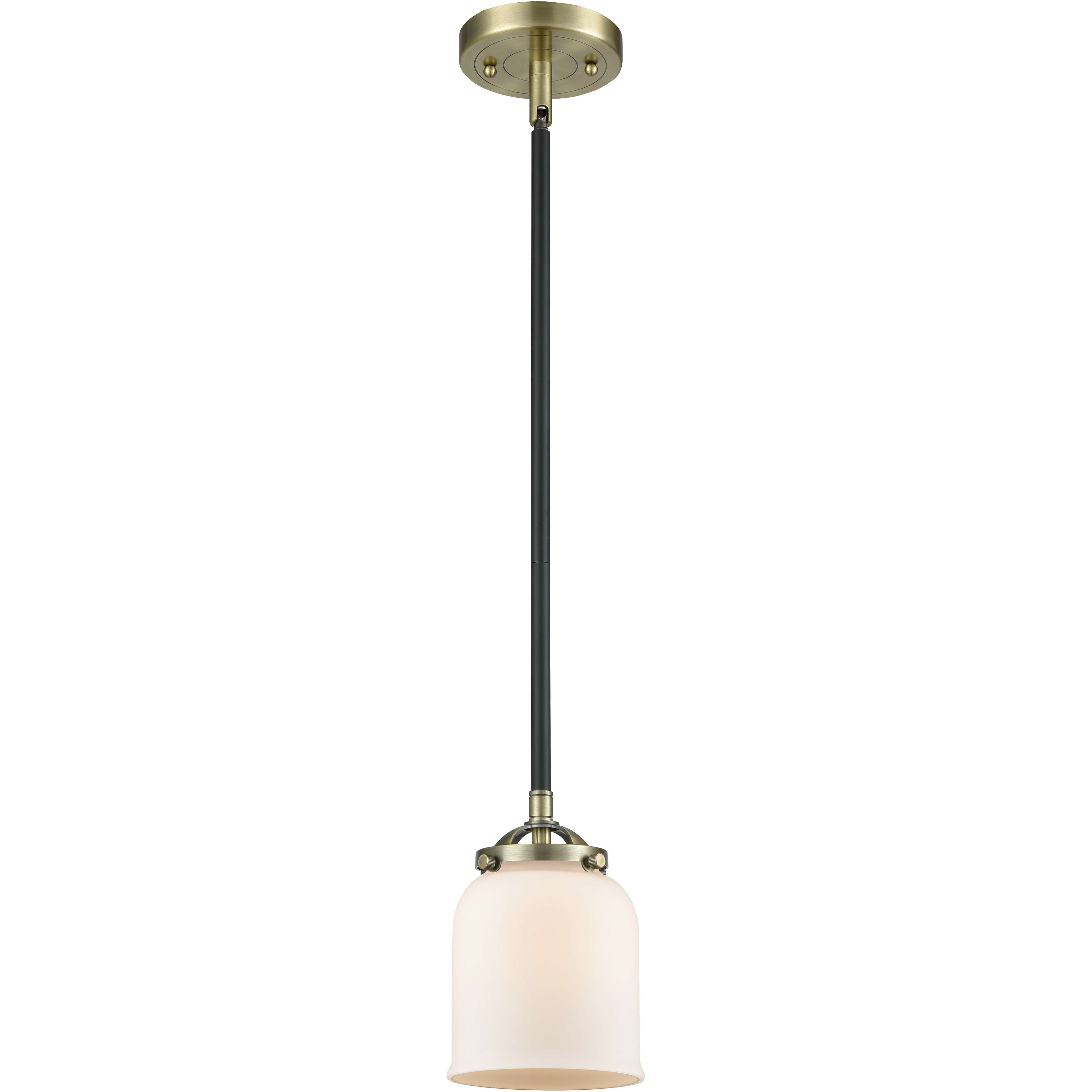 Nouveau Bell LED 5 inch Black Antique Brass Mini Pendant Ceiling Light in Matte White, Nouveau