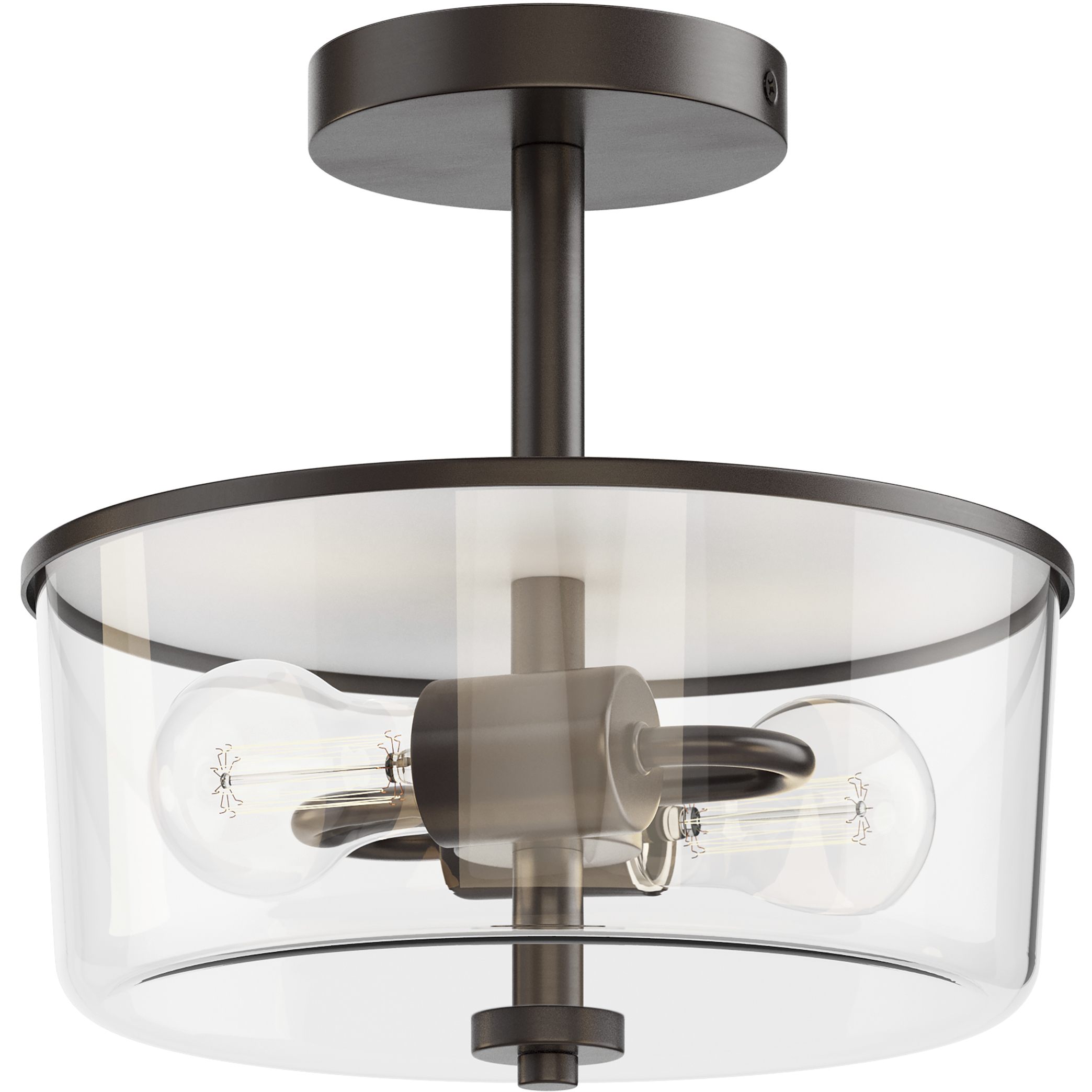Fuller 2 Light 10.75 inch Oil Rubbed Bronze Flush Mount Ceiling Light in Clear