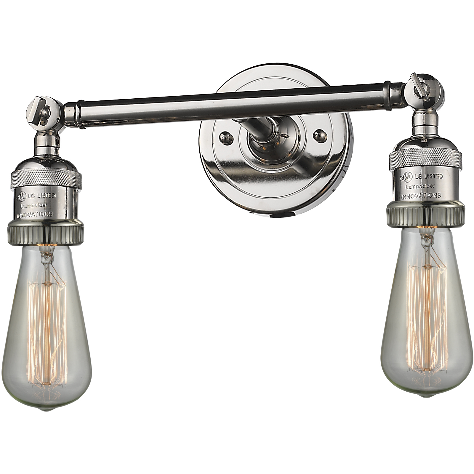 Franklin Restoration Bare Bulb 2 Light 11 inch Polished Nickel Bath Vanity Light Wall Light, Franklin Restoration