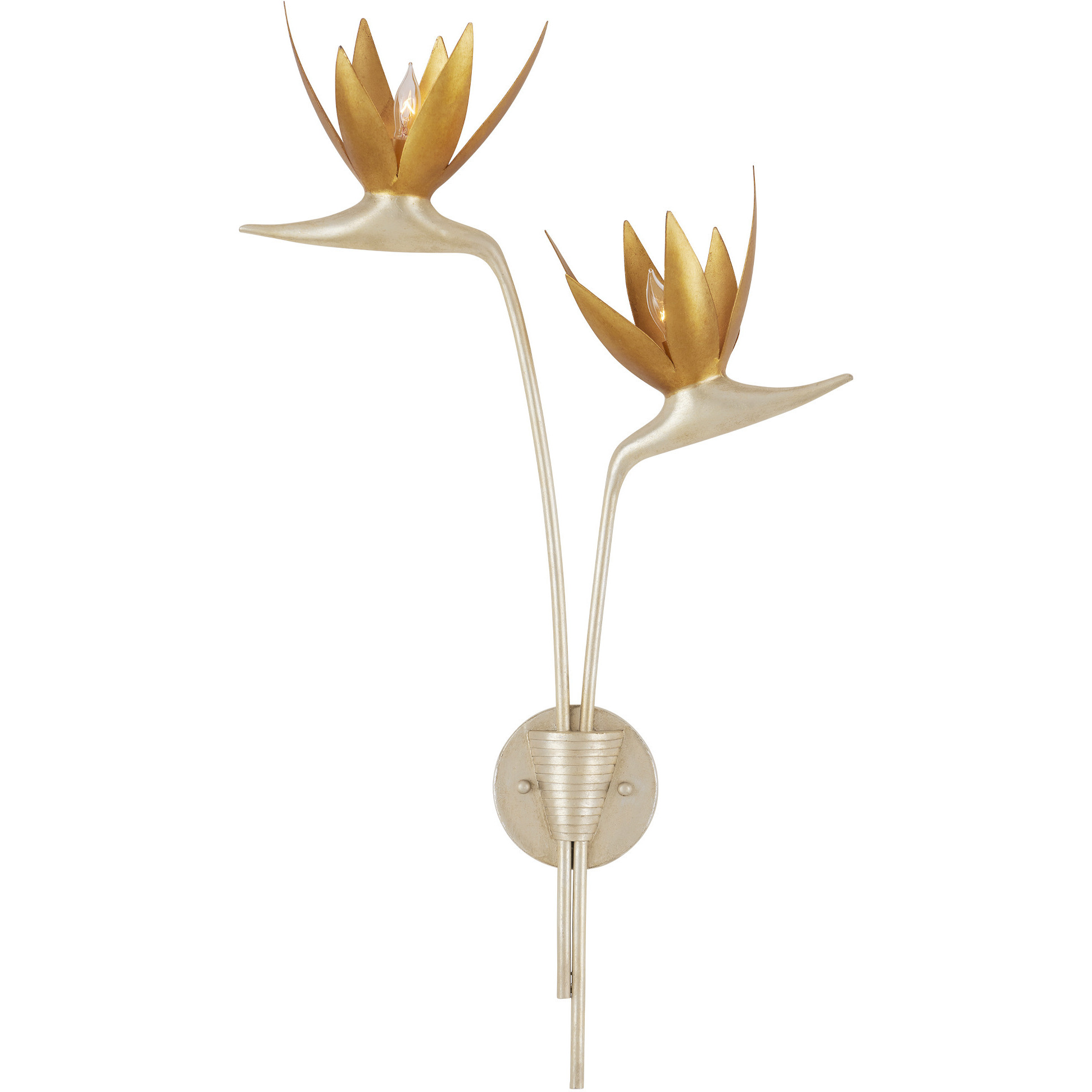 Paradiso 2 Light 16.5 inch Contemporary Silver Leaf Wall Sconce Wall Light, Left