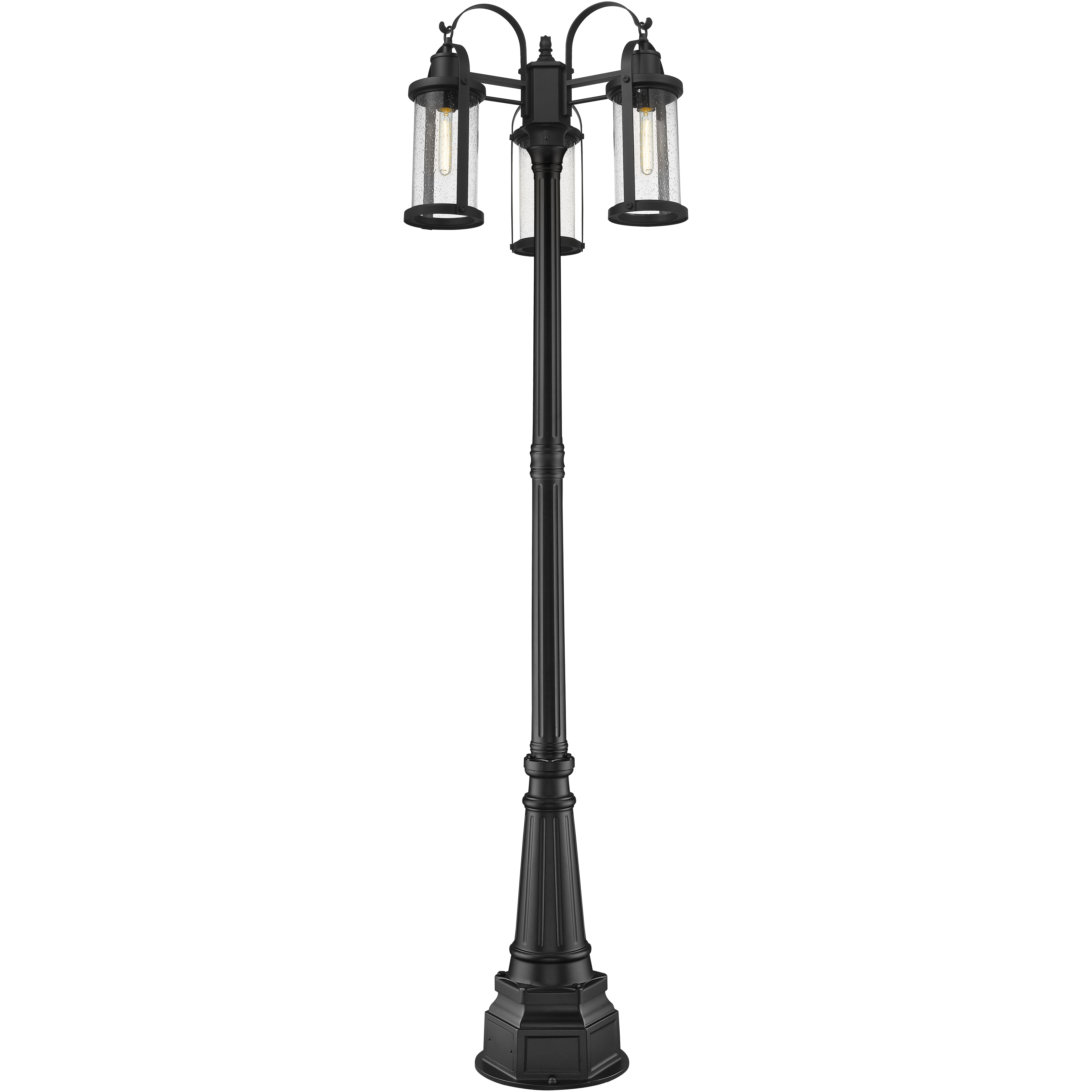 Roundhouse 3 Light 94 inch Black Outdoor Post Mounted Fixture