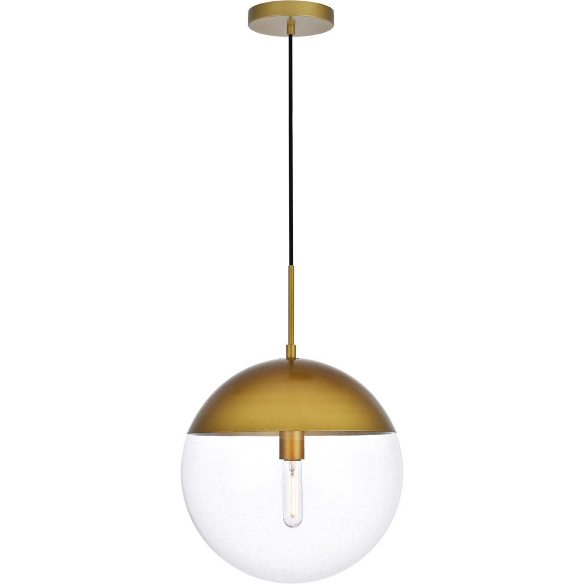 Eclipse 1 Light 14 inch Brass Pendant Ceiling Light