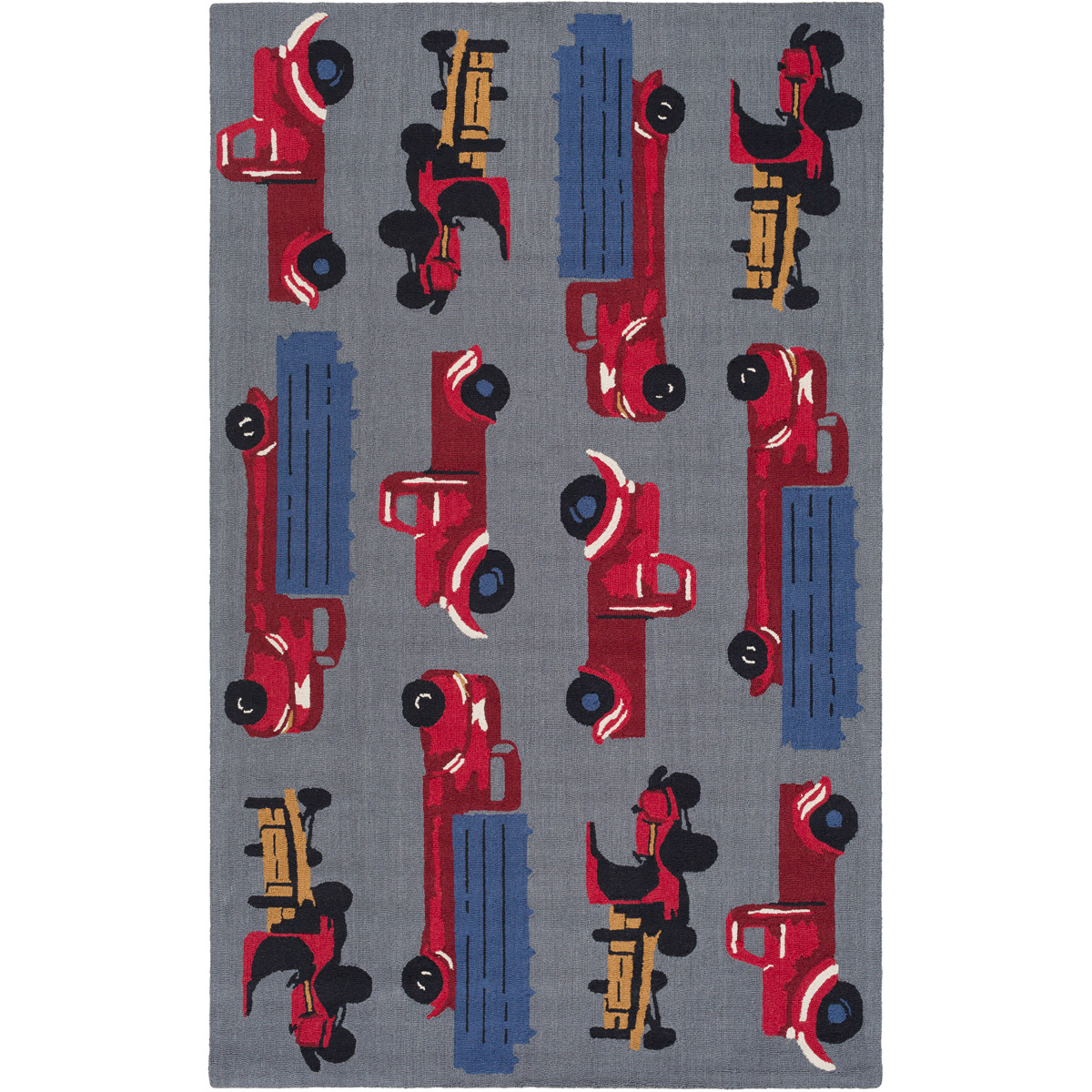 Tic Tac Toe 60 X 36 inch Gray and Red Area Rug, Wool