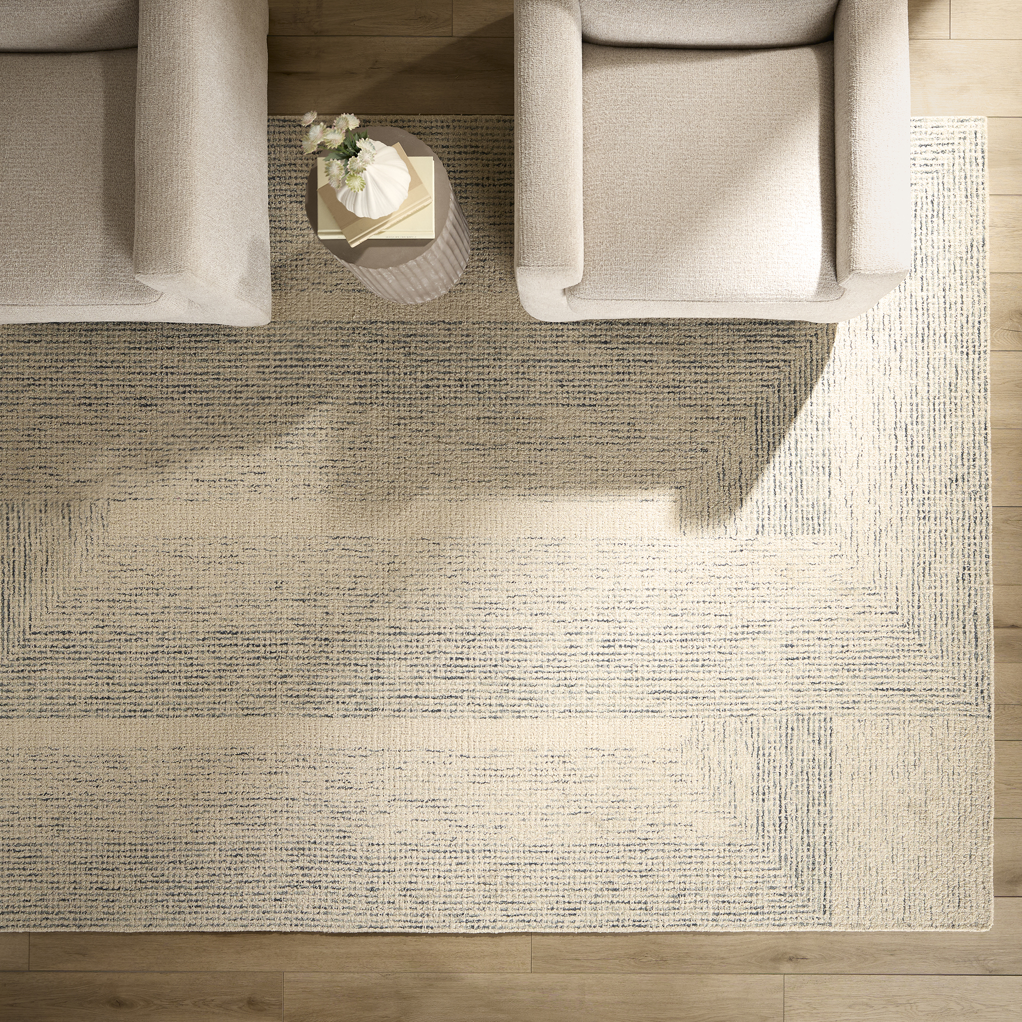 Laid Back Luxe Ivory and Blue Indoor Rug