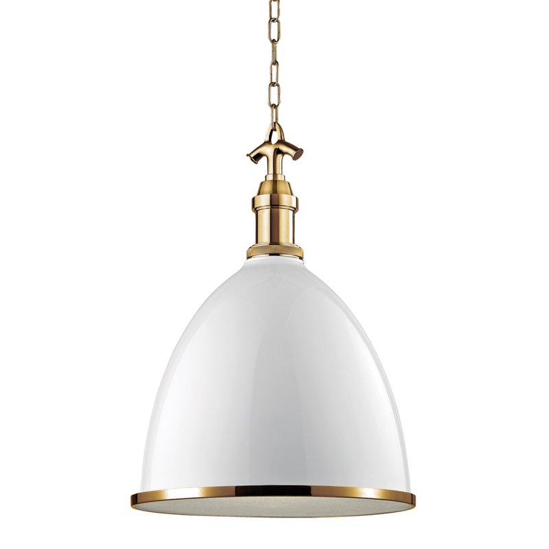 Viceroy 1 Light 16.75 inch White / Aged Brass Pendant Ceiling Light