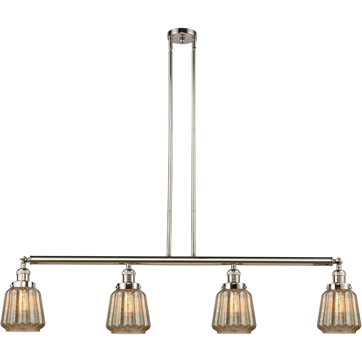 Franklin Restoration Chatham 4 Light 50.88 inch Polished Nickel Island Light Ceiling Light in Mercury Glass, Franklin Restoration