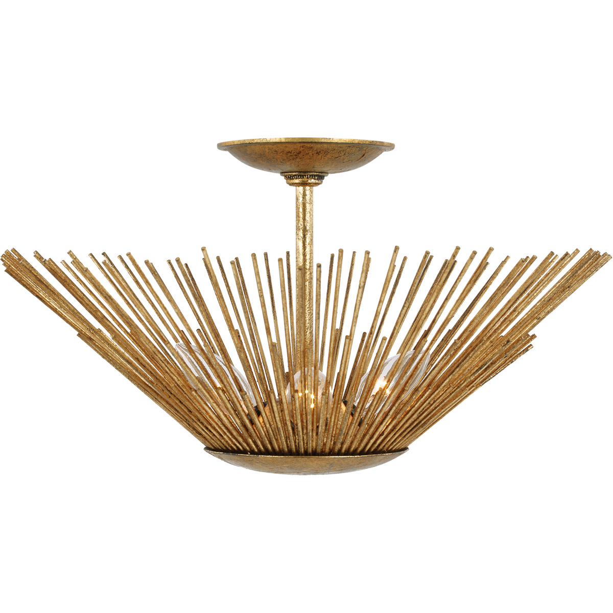 AH by Alexa Hampton Helios 3 Light 17 inch Antique Gild Flush Mount Ceiling Light