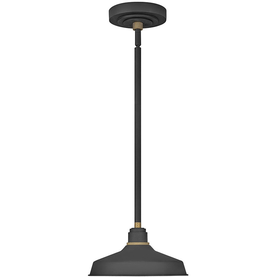 Foundry Classic 1 Light 9.5 inch Textured Black with Brass Outdoor Pendant Barn Light