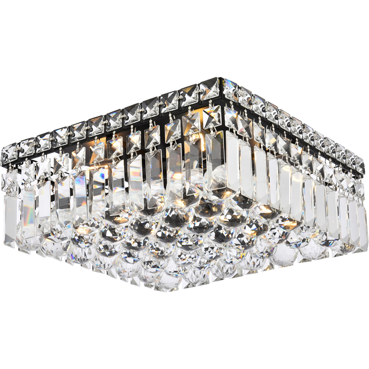 Maxime 4 Light 12 inch Black and Clear Flush Mount Ceiling Light in Royal Cut