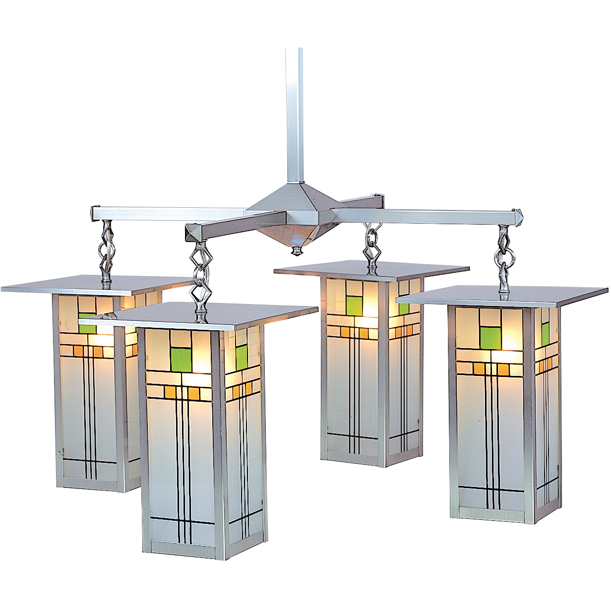 Franklin 4 Light 33.38 inch Antique Copper Chandelier Ceiling Light in Green and Black Silk Screen