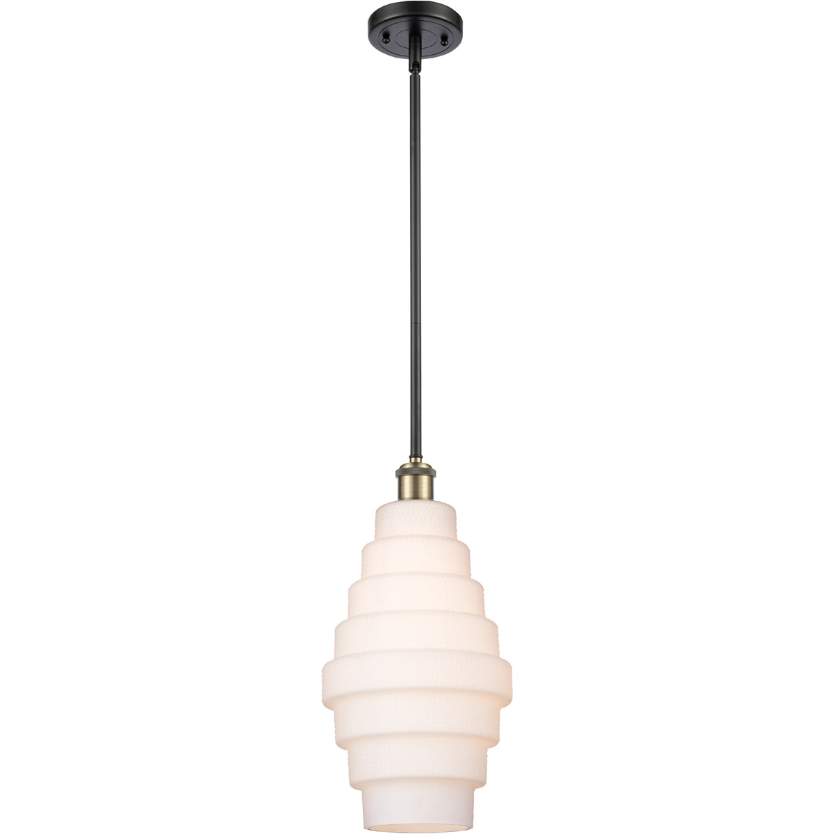 Ballston Cascade LED 8.25 inch Black Antique Brass Mini Pendant Ceiling Light in White
