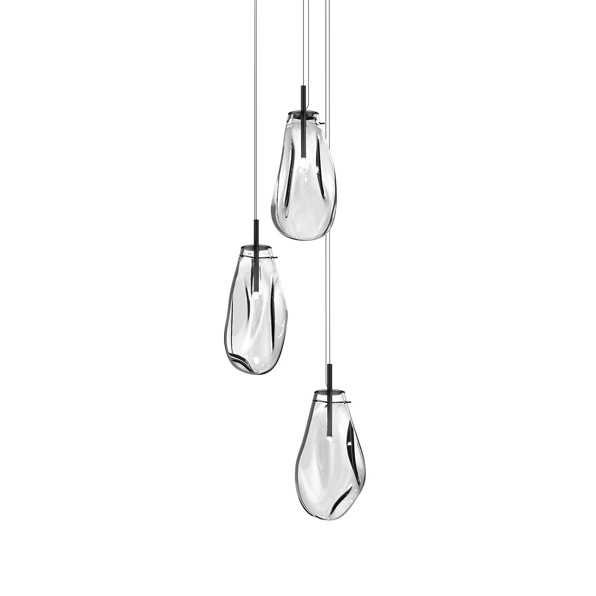 Liquid LED 22.5 inch Satin Black Pendant Ceiling Light in Clear Glass