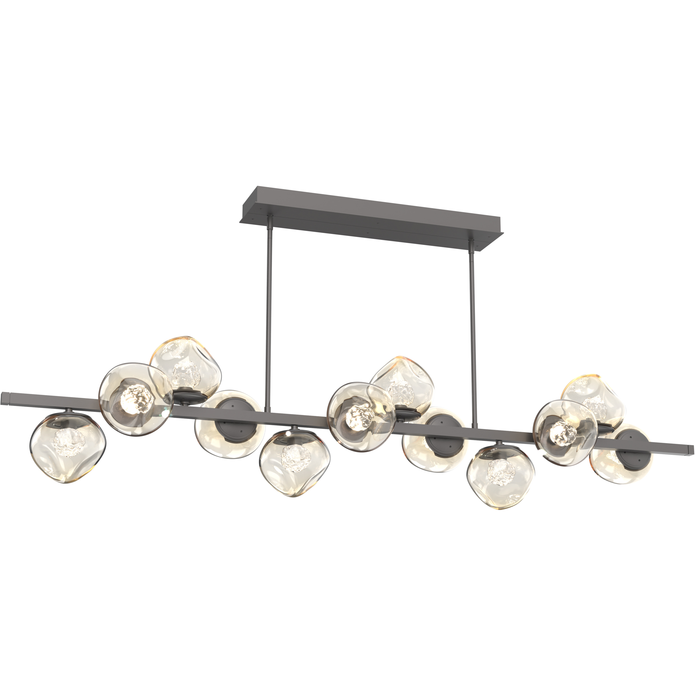 Luna LED 72 inch Graphite Chandelier Ceiling Light in 2700K LED, Floret Inner - Amber Outer, Twisted Branch