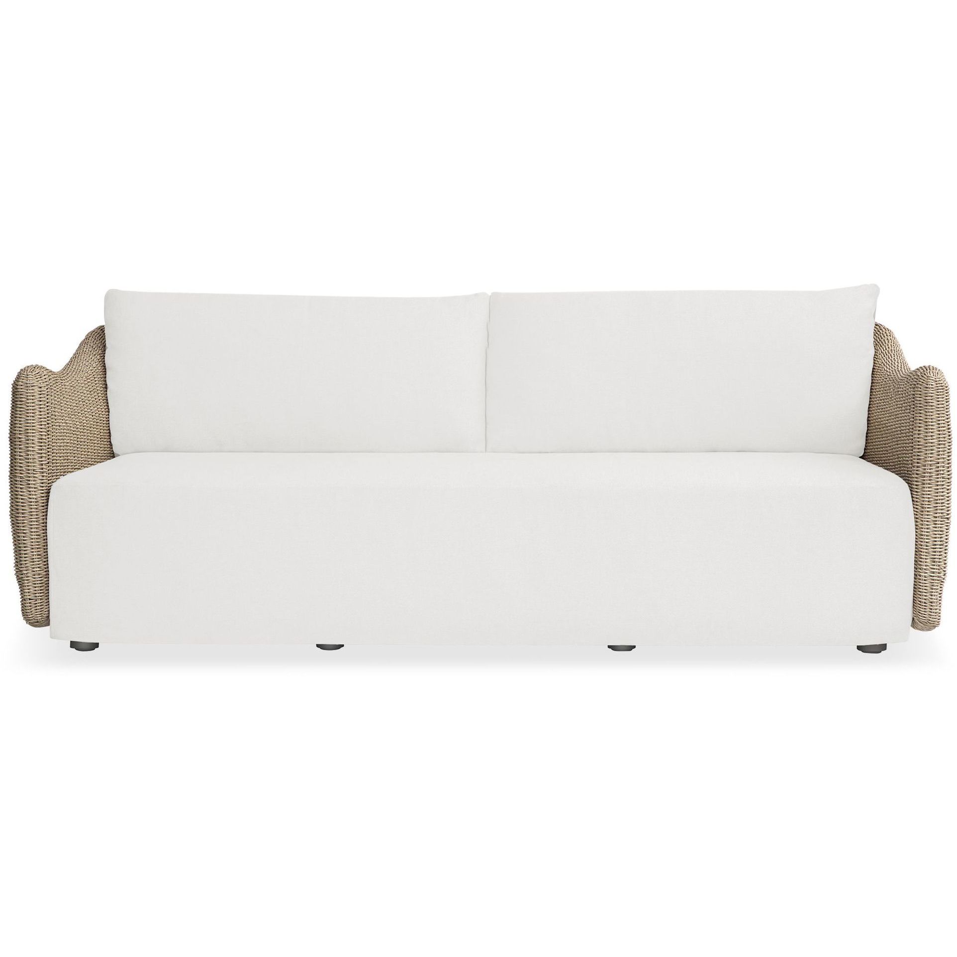 Sunset Oatmeal Wicker and Oyster White Fabric Outdoor Sofa