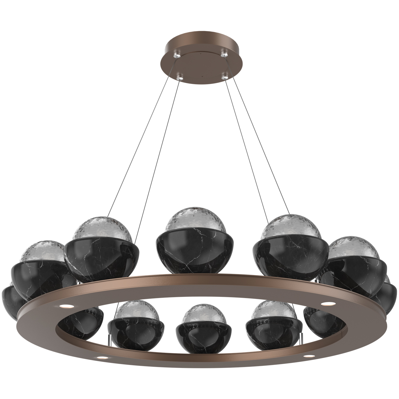 Cabochon LED 36.7 inch Burnished Bronze with Black Marble Chandelier Ceiling Light in Smoke, 2700K LED
