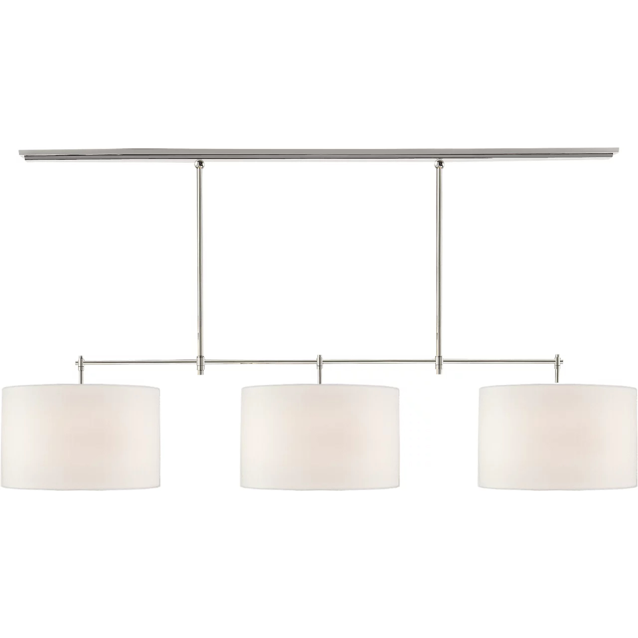 Thomas O'Brien Bryant 3 Light 60 inch Polished Nickel Billiard Light Ceiling Light in Linen, Large