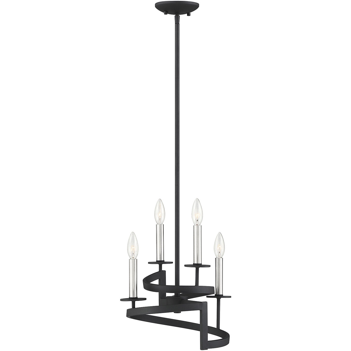 Monteray 4 Light 14 inch Black with Satin Nickel Pendant Ceiling Light