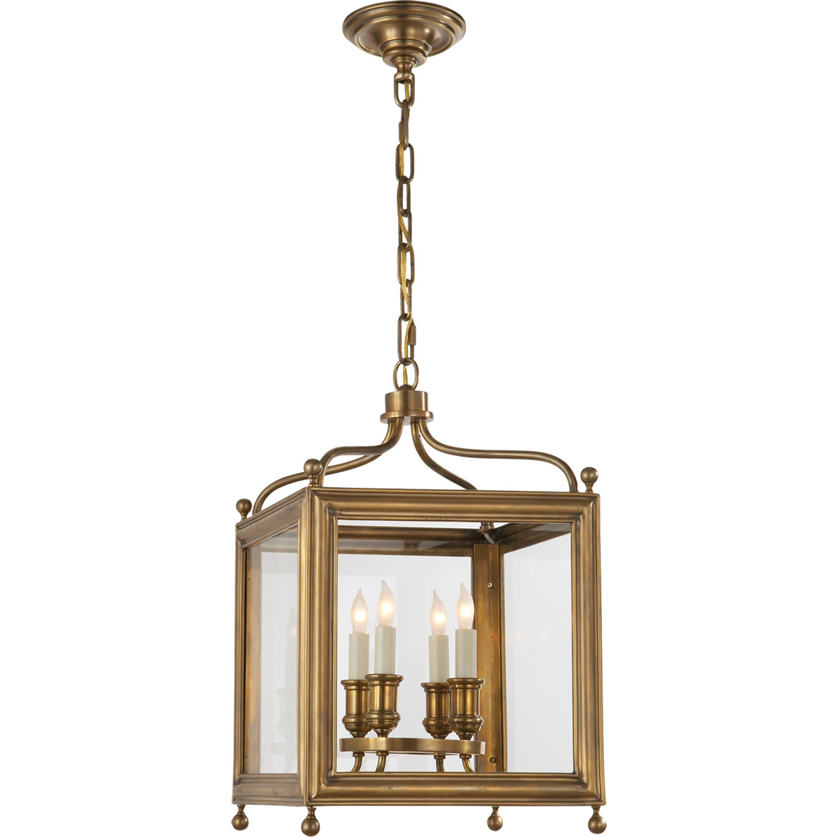 J. Randall Powers Greggory 4 Light 12 inch Hand-Rubbed Antique Brass Lantern Pendant Ceiling Light, Small