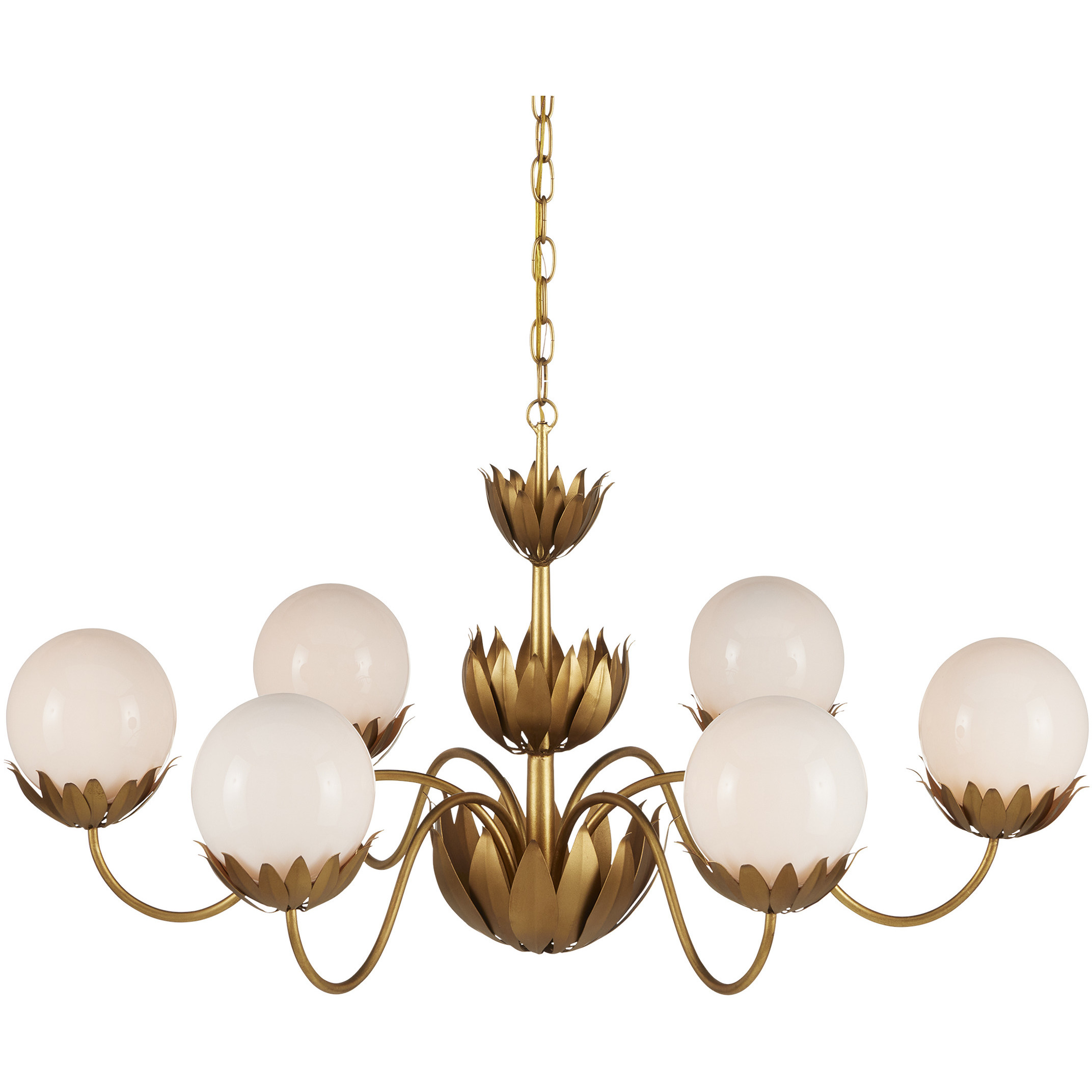 Mirasole 6 Light 37 inch Contemporary Gold Leaf Chandelier Ceiling Light