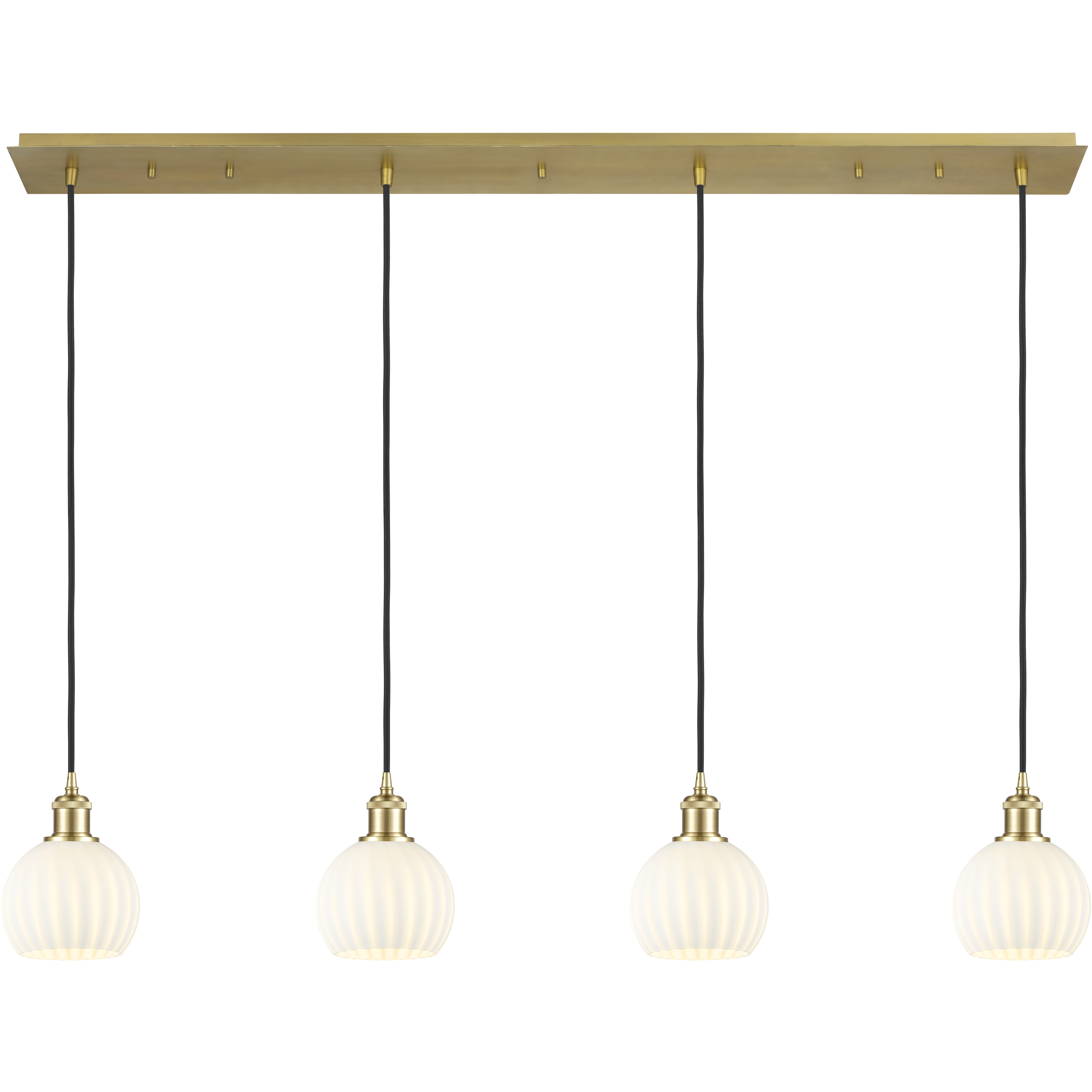 Ballston White Venetian 4 Light 49.5 inch Satin Gold Linear Pendant Ceiling Light