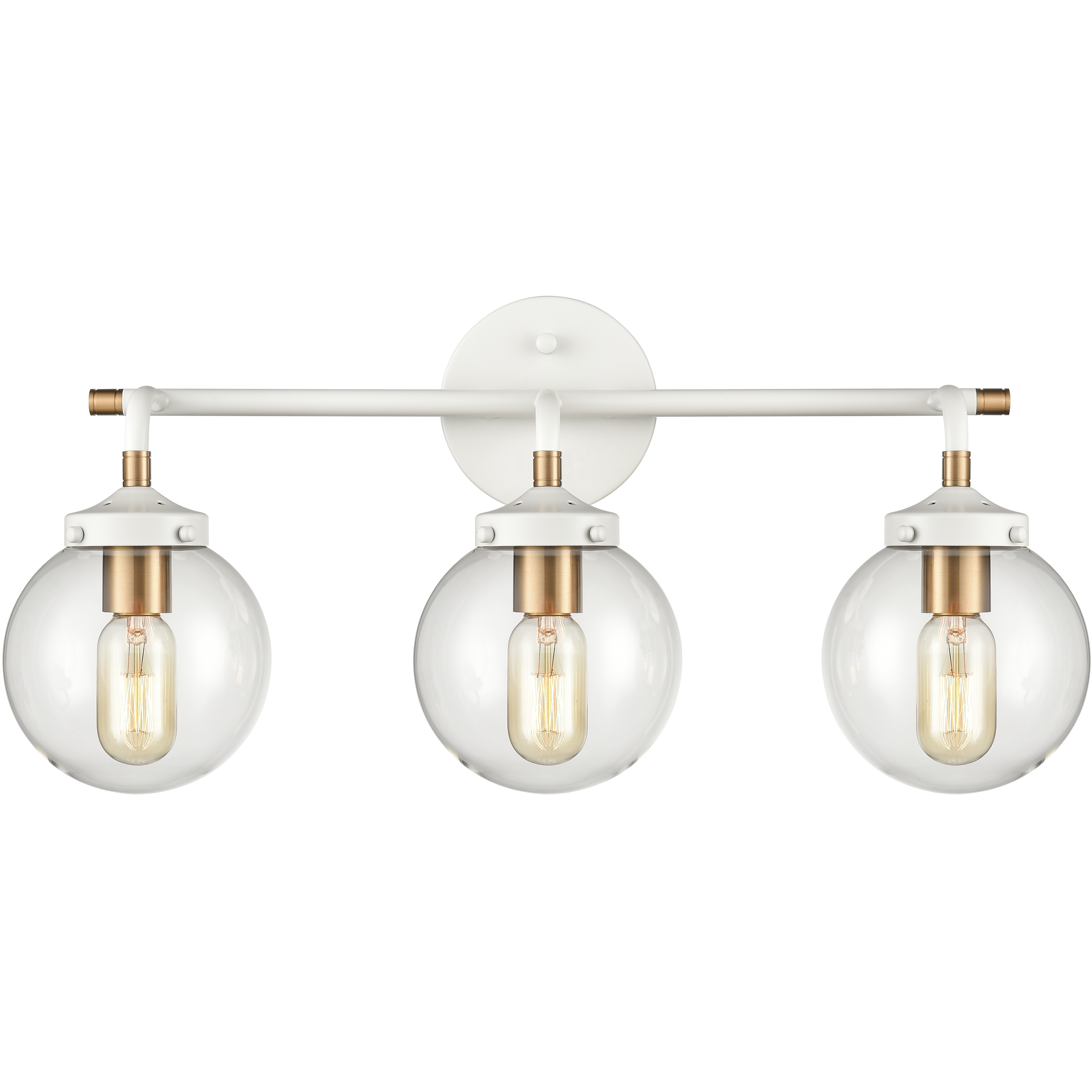 Boudreaux Vanity Light Wall Light in Matte White with Satin Brass