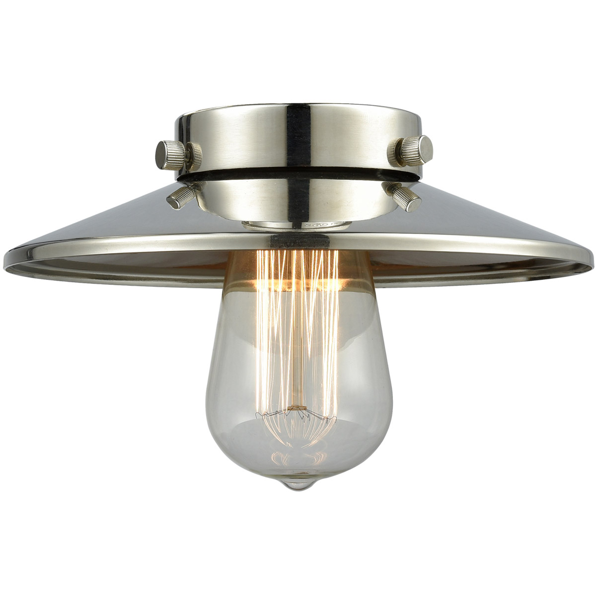 Railroad Polished Nickel 8 inch Metal Shade