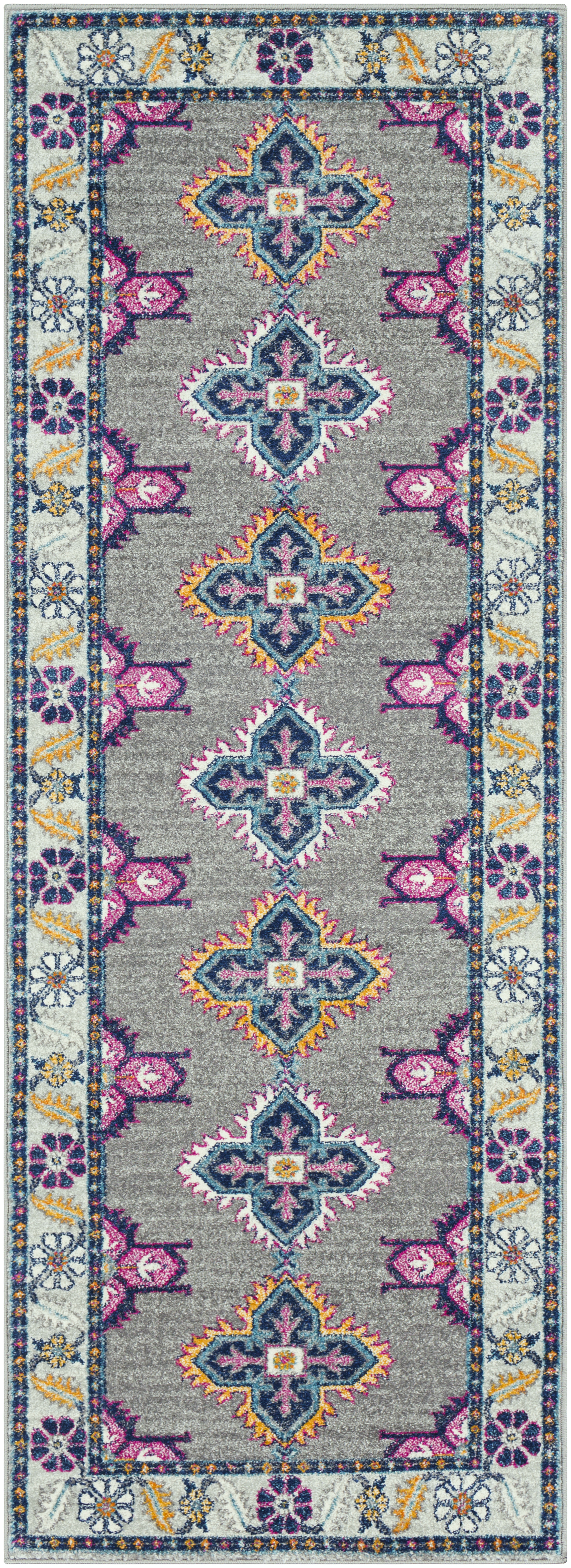 Harput 87 X 31 inch Navy Rug in 2.5 x 8, Runner