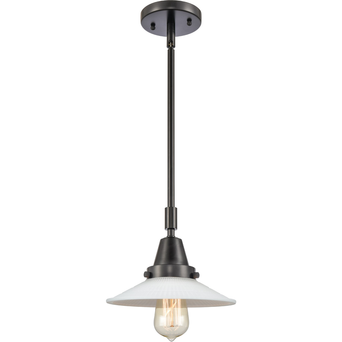Franklin Restoration Halophane 1 Light 9 inch Matte Black Mini Pendant Ceiling Light in Matte White Halophane Glass