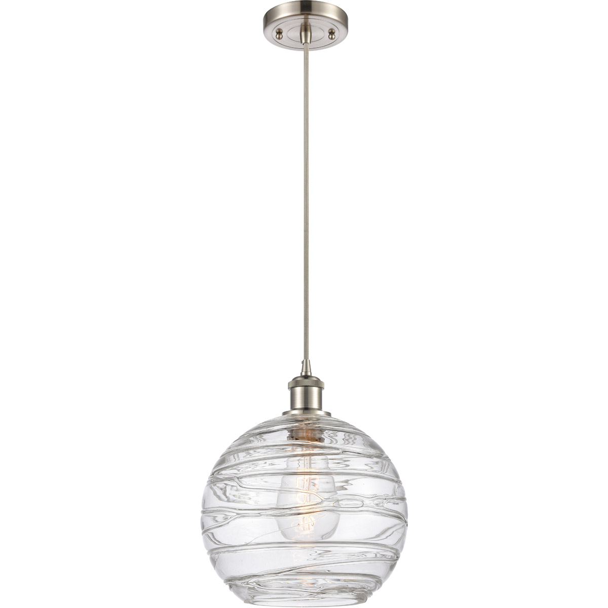 Ballston Large Deco Swirl LED 10 inch Brushed Satin Nickel Mini Pendant Ceiling Light in Silver, Ballston