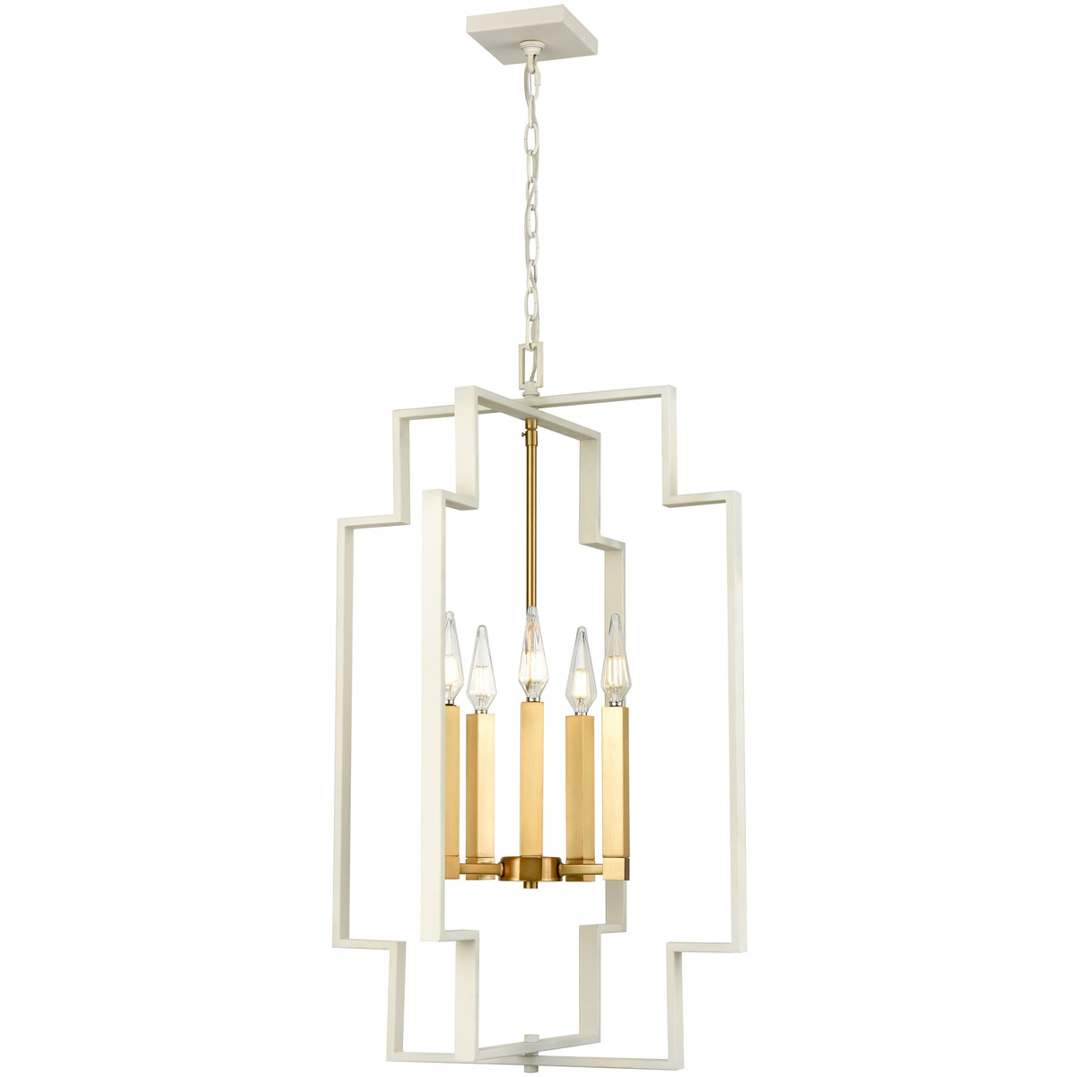 Provence 5 Light 19.75 inch Venetian Brass and Matte White Foyer Ceiling Light